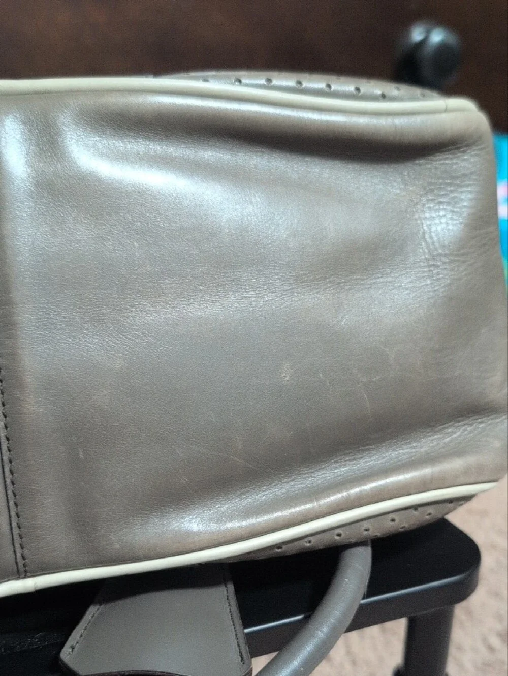 PRADA Vitello Drive Perforated Bowler Bag - Gray